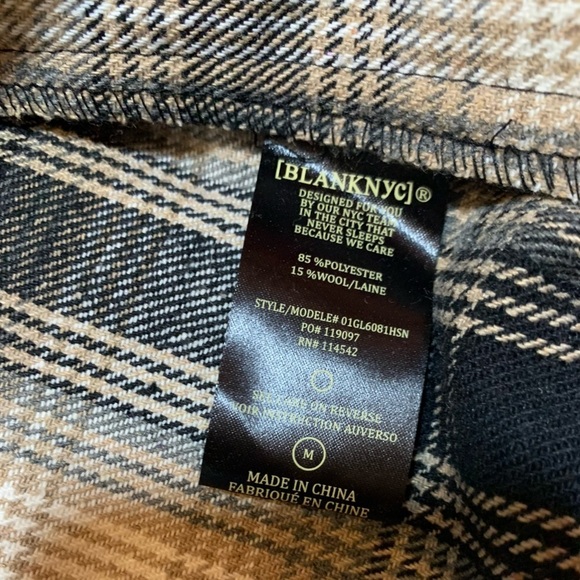 NWT BLANK NYC Women Shacket Jacket Flannel Plaid Snap Front Size Medium - Picture 7 of 8